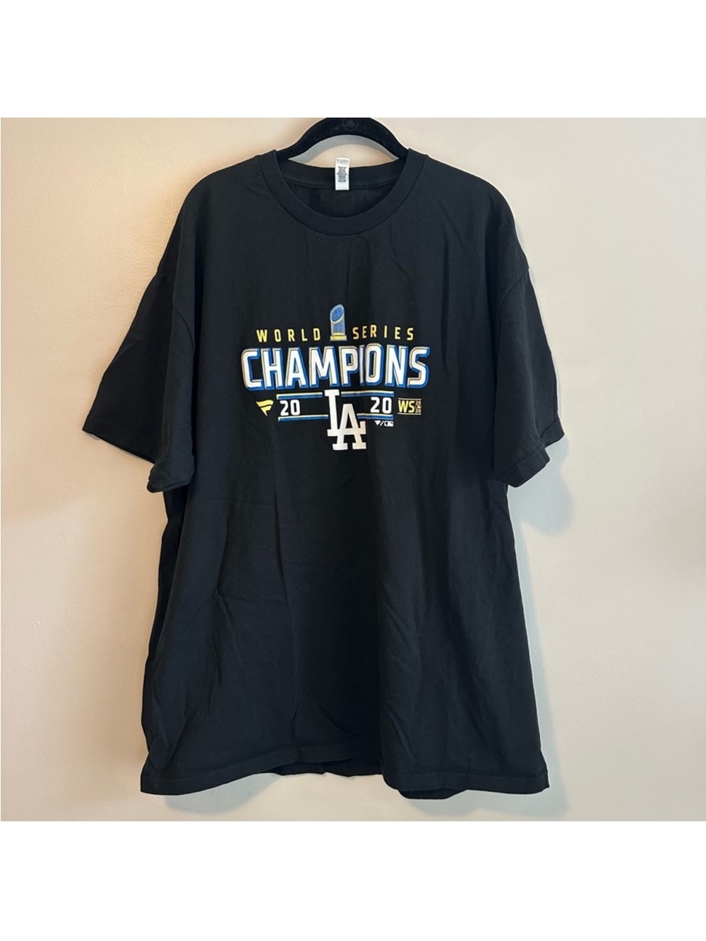 Alstyle Black World Series Champions Tee with L.A Dodger Logo